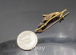 10K GOLD Vintage Antique Old-Mine Diamonds Floral Bird Brooch Pin GB032