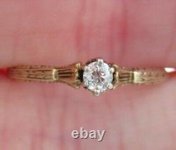 14k Antique Vintage Vs Old Mine Cut Natural Diamond Engagement Ring Art Deco Wow