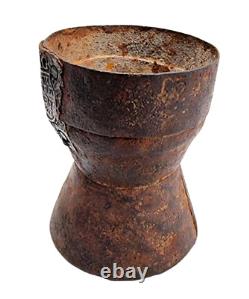1800 Old Vintage Antique Iron Handcrafted Rare Copper Seal Grain Measurement Pot