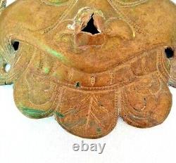 1800's Old Vintage Antique Brass Embossed Yali Head Face Mask / Figure / Statue