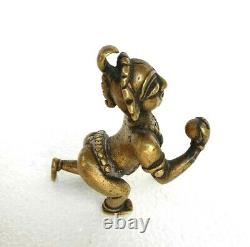 1800's Old Vintage Antique Brass Rare God Baby Krishna With Snake Statue Figure