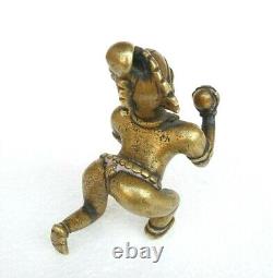 1800's Old Vintage Antique Brass Rare God Baby Krishna With Snake Statue Figure