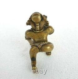 1800's Old Vintage Antique Brass Rare God Baby Krishna With Snake Statue Figure