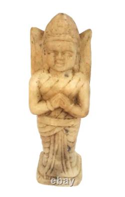 1800's Old Vintage Antique Hard Marble Stone Hand Carved Goddess Figure Statue