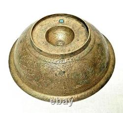1800's Old Vintage Antique Islamic / Urdu Hand Engraved Rare Brass / Bronze Bowl