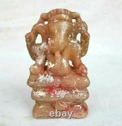 1800's Old Vintage Antique Marble Stone Hand Carved God Ganesha Figure / Statue