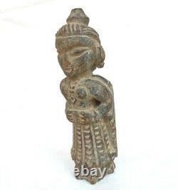 1800's Old Vintage Antique Wooden Fine Hand Carved Goddess Idol/ Figure / Statue