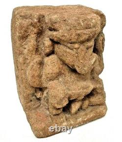 1800s Old Vintage Antique Hand Crafted Sand Stone Hindu God Ganesh Statue Figure
