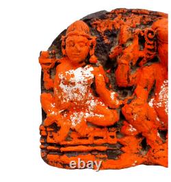 1800s Old Vintage Antique Sand Stone God Ganesh & Goddess Laxmi Statue / Figure