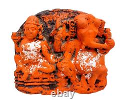 1800s Old Vintage Antique Sand Stone God Ganesh & Goddess Laxmi Statue / Figure