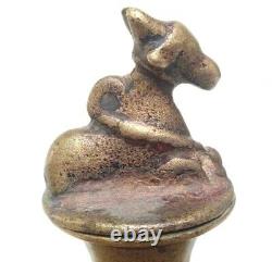 1850 Old Vintage Antique Brass Nandi Cow Figure Holy Worship GANGA JAL Water Pot