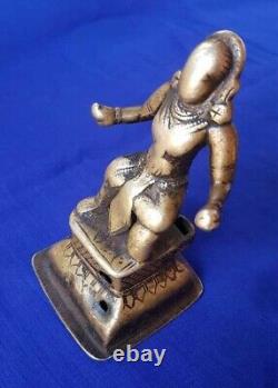 1850's Old Vintage Antique Brass Hand Carved Hindu God Bhairava Statue / Figure