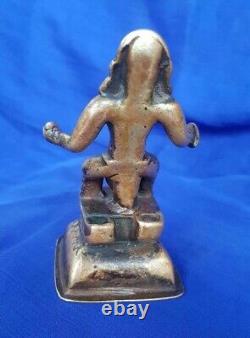 1850's Old Vintage Antique Brass Hand Carved Hindu God Bhairava Statue / Figure