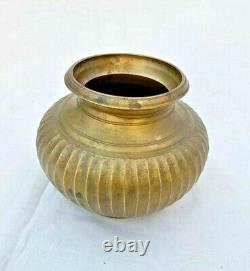 1850's Old Vintage Antique Unique Shape Beautiful Lining Design Brass Water Pot