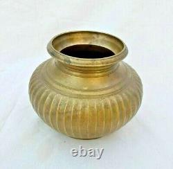 1850's Old Vintage Antique Unique Shape Beautiful Lining Design Brass Water Pot