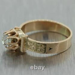 1860's Antique Victorian 14k Yellow Gold 0.55ct Old Mine Cut Diamond Band Ring