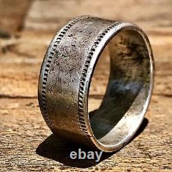 1880s Navajo or Hopi Rocker Engraved Silver Ingot Old Antique Vintage Ring Band