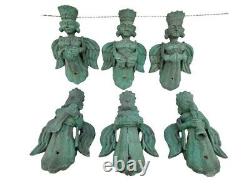 18C Old Vintage Antique Wooden Goddess Musical Haven Angels Figure / Statue 6Pcs