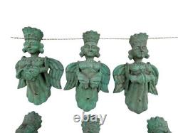 18C Old Vintage Antique Wooden Goddess Musical Haven Angels Figure / Statue 6Pcs