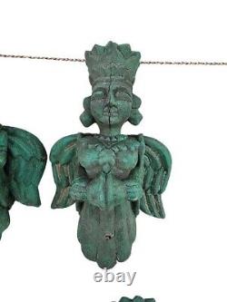 18C Old Vintage Antique Wooden Goddess Musical Haven Angels Figure / Statue 6Pcs