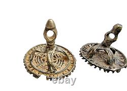 18'C Old Vintage Antique Brass Rare Hindu Traditional Forehead Tilak Seal 3 Pcs