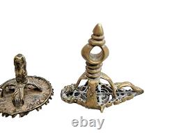 18'C Old Vintage Antique Brass Rare Hindu Traditional Forehead Tilak Seal 3 Pcs