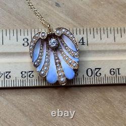 18k Antique 1/4 ct. Old European Cut Diamond Pearl Pendant