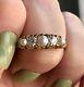 18k Victorian Pearl Old European Cut Diamond Half Hoop Band Ring Wedding Antique