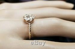 18k yellow gold Vintage Diamond ring OLD MINE CUT 0.76ct SI2 circ 1930's