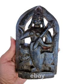 1900's Old Vintage Antique Black Stone Fine Hand Carved Goddess Figure/ Statue