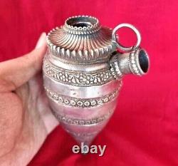 1900's Old Vintage Antique Fine Silver Unique Shape Very Rare Tribal Hookah Pot