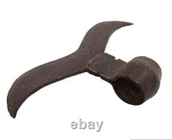 1900's Old Vintage Antique Iron Handcrafted Rare Mustache Shape Battle Axe Head