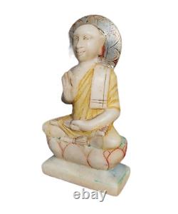 1900's Old Vintage Antique Marble Stone Hand Carved Jain God Mahaveer Statue