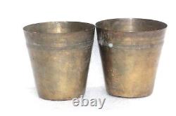 1900s Old Vintage Brass Lassi Glass 2 Pc Antique Kitchenware Collectible