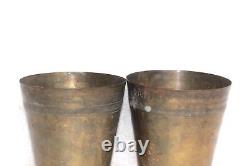 1900s Old Vintage Brass Lassi Glass 2 Pc Antique Kitchenware Collectible