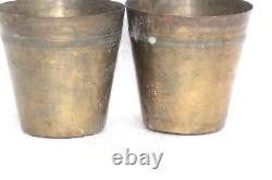 1900s Old Vintage Brass Lassi Glass 2 Pc Antique Kitchenware Collectible