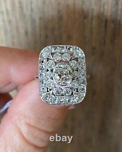 1910 Antique Inspired Jewelry Old European Cut 925 Sterling Silver Dinner Ring