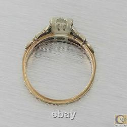 1930s Antique Art Deco 14k Gold. 50ctw Old European Diamond Engagement Ring A8