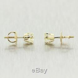 1930s Antique Art Deco 14k Yellow Gold Old Mine Cut 0.83ctw Diamond Stud Earring