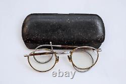 1940's Horizon Old Vintage Antique round eyeglasses with original metal box