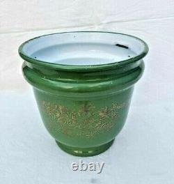 1940's Old Vintage Antique Rare Beautiful Design Porcelain Enamel Flower Pot