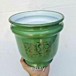1940's Old Vintage Antique Rare Beautiful Design Porcelain Enamel Flower Pot