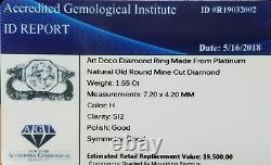 1.55ct Platinum Vintage engagement RING ROUND OLD MINE CUT Diamond SI2-H