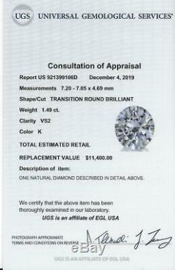 1.5 Carat Certified K Vs2 Old European Cut Diamond Vintage Antique Loose Natural