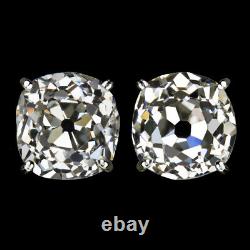 1.79c OLD MINE CUT DIAMOND STUD EARRINGS I-J VS1-SI2 ANTIQUE PAIR VINTAGE 1.75ct