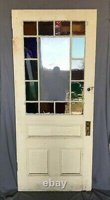 1 Antique Exterior Stained Glass 36x83 Entryway Door Vintage Brown Old 452 -21B