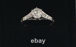 1ct VINTAGE DIAMOND ENGAGEMENT RING PLATINUM OLD EUROPEAN CUT ANTIQUE ART DECO