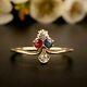 2ct Antique Victorian Trefoil Old Round Ruby/sapphire Ring 14k Yellow Gold Fn