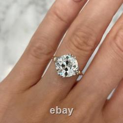 2.00 Ct Round Cut Old European Vintage Engagement Ring In Yellow Gold Plated