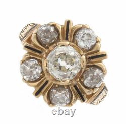 2.00ct Old Mine Cut Certified Diamond Antique Yellow Gold Engagement Ring